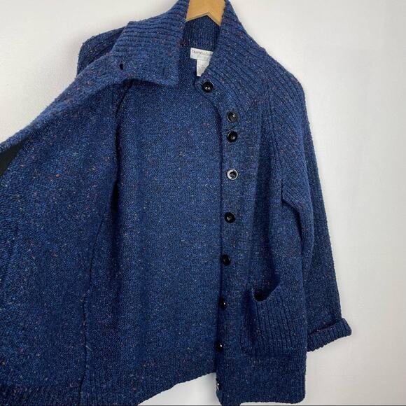 Drapers & Damons Blue Cardigan Sweater Chunky Knit Cozy Petite Large - Picture 5 of 7